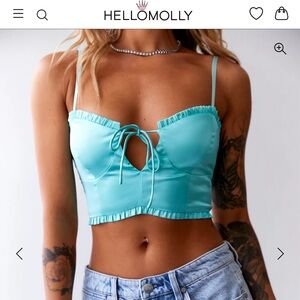 Hello Molly Aqua Blue Women's Top (NWT in original packaging)